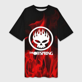 Платье-футболка 3D с принтом The Offspring в Белгороде,  |  | punk | rock | the offspring | альтернативный хип хоп | группа | инди поп | музыка | музыкальное произведение | ноты | огонь | панк | регги | рок | синти поп