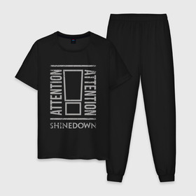 Мужская пижама хлопок с принтом Attention Attention Shinedown в Белгороде, 100% хлопок | брюки и футболка прямого кроя, без карманов, на брюках мягкая резинка на поясе и по низу штанин
 | shinedown