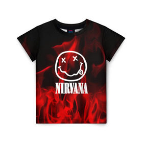 Детская футболка 3D с принтом NIRVANA в Белгороде, 100% гипоаллергенный полиэфир | прямой крой, круглый вырез горловины, длина до линии бедер, чуть спущенное плечо, ткань немного тянется | Тематика изображения на принте: nirvana | punk | rock | альтернативный хип хоп | группа | инди поп | музыка | музыкальное произведение | ноты | панк | регги | рок | синти поп