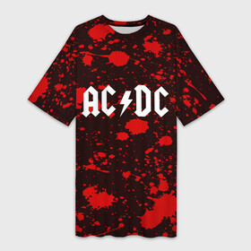 Платье-футболка 3D с принтом AC DC в Белгороде,  |  | ac dc | punk | rock | альтернативный хип хоп | группа | инди поп | музыка | музыкальное произведение | ноты | панк | регги | рок | синти поп