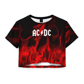 Женская футболка 3D укороченная с принтом AC DC в Белгороде, 100% полиэстер | круглая горловина, длина футболки до линии талии, рукава с отворотами | ac dc | punk | rock | альтернативный хип хоп | группа | инди поп | музыка | музыкальное произведение | ноты | панк | регги | рок | синти поп