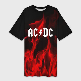 Платье-футболка 3D с принтом AC DC в Белгороде,  |  | ac dc | punk | rock | альтернативный хип хоп | группа | инди поп | музыка | музыкальное произведение | ноты | панк | регги | рок | синти поп
