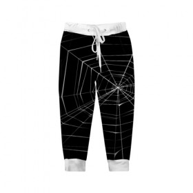 Детские брюки 3D с принтом Паутина в Белгороде, 100% полиэстер | манжеты по низу, эластичный пояс регулируется шнурком, по бокам два кармана без застежек, внутренняя часть кармана из мелкой сетки | паук | сеть | черный