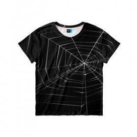 Детская футболка 3D с принтом Паутина в Белгороде, 100% гипоаллергенный полиэфир | прямой крой, круглый вырез горловины, длина до линии бедер, чуть спущенное плечо, ткань немного тянется | паук | сеть | черный