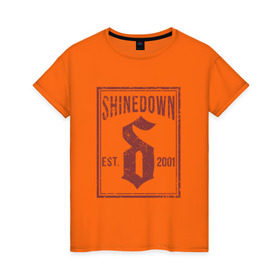 Женская футболка хлопок с принтом Shinedown est. 2001 в Белгороде, 100% хлопок | прямой крой, круглый вырез горловины, длина до линии бедер, слегка спущенное плечо | shinedown