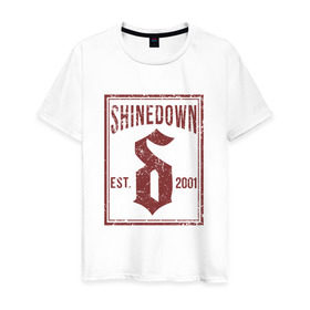 Мужская футболка хлопок с принтом Shinedown est. 2001 в Белгороде, 100% хлопок | прямой крой, круглый вырез горловины, длина до линии бедер, слегка спущенное плечо. | shinedown