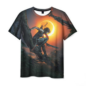 Мужская футболка 3D с принтом Shadow of the Tomb Raider в Белгороде, 100% полиэфир | прямой крой, круглый вырез горловины, длина до линии бедер | croft | lara | raider | tomb | гробниц | крофт | лара | расхитительница