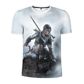 Мужская футболка 3D спортивная с принтом Tomb Raider в Белгороде, 100% полиэстер с улучшенными характеристиками | приталенный силуэт, круглая горловина, широкие плечи, сужается к линии бедра | croft | lara | raider | tomb | гробниц | крофт | лара | расхитительница