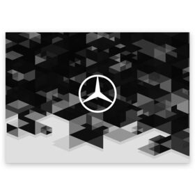 Поздравительная открытка с принтом Mercedes sport geometry в Белгороде, 100% бумага | плотность бумаги 280 г/м2, матовая, на обратной стороне линовка и место для марки
 | Тематика изображения на принте: auto | automobile | car | carbon | machine | mercedes | motor | motor car | sport car | автомашина | бренд | легковой автомобиль | марка | спортивный автомобиль | тачка