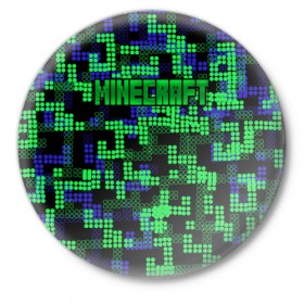 Значок с принтом Minecraft в Белгороде,  металл | круглая форма, металлическая застежка в виде булавки | minecraft | miner | игра | инди | компьютерная | майнкрафт | мир | открытый | шахта | яркие