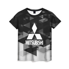 Женская футболка 3D с принтом Mitsubishi sport geometry в Белгороде, 100% полиэфир ( синтетическое хлопкоподобное полотно) | прямой крой, круглый вырез горловины, длина до линии бедер |  машина | марка | митсубиси