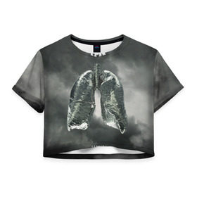 Женская футболка 3D укороченная с принтом TFK Exhale в Белгороде, 100% полиэстер | круглая горловина, длина футболки до линии талии, рукава с отворотами | tfk | thousand foot krutch