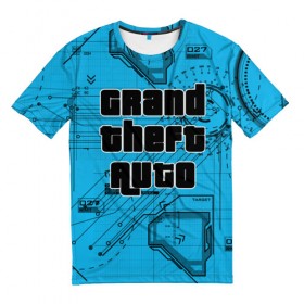 Мужская футболка 3D с принтом Grand Theft Auto в Белгороде, 100% полиэфир | прямой крой, круглый вырез горловины, длина до линии бедер | 