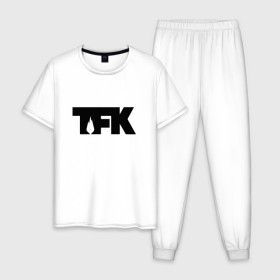 Мужская пижама хлопок с принтом TFK logo black в Белгороде, 100% хлопок | брюки и футболка прямого кроя, без карманов, на брюках мягкая резинка на поясе и по низу штанин
 | tfk | thousand foot krutch
