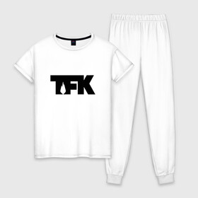 Женская пижама хлопок с принтом TFK logo black в Белгороде, 100% хлопок | брюки и футболка прямого кроя, без карманов, на брюках мягкая резинка на поясе и по низу штанин | tfk | thousand foot krutch