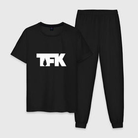 Мужская пижама хлопок с принтом TFK logo white в Белгороде, 100% хлопок | брюки и футболка прямого кроя, без карманов, на брюках мягкая резинка на поясе и по низу штанин
 | tfk | thousand foot krutch