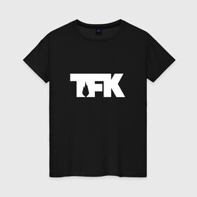 Женская футболка хлопок с принтом TFK logo white в Белгороде, 100% хлопок | прямой крой, круглый вырез горловины, длина до линии бедер, слегка спущенное плечо | tfk | thousand foot krutch