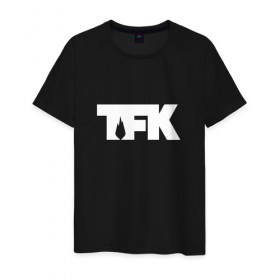 Мужская футболка хлопок с принтом TFK logo white в Белгороде, 100% хлопок | прямой крой, круглый вырез горловины, длина до линии бедер, слегка спущенное плечо. | Тематика изображения на принте: tfk | thousand foot krutch