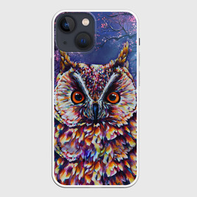 Чехол для iPhone 13 mini с принтом Сова в Белгороде,  |  | art | bird | forest | night | owl | owls | tree | wood | арт | дерево | лес | ночь | птица | птицы | сова | совы