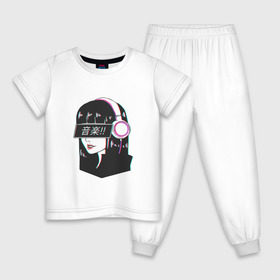 Детская пижама хлопок с принтом MIRRORS Sad Japanese Aesthetic в Белгороде, 100% хлопок |  брюки и футболка прямого кроя, без карманов, на брюках мягкая резинка на поясе и по низу штанин
 | Тематика изображения на принте: аниме герл | манга | япония