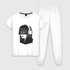 Женская пижама хлопок с принтом MIRRORS Sad Japanese Aesthetic в Белгороде, 100% хлопок | брюки и футболка прямого кроя, без карманов, на брюках мягкая резинка на поясе и по низу штанин | аниме герл | манга | япония