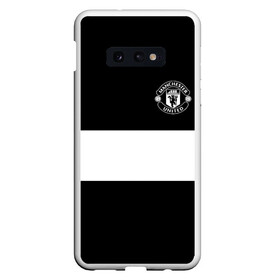 Чехол для Samsung S10E с принтом FC Manchester United в Белгороде, Силикон | Область печати: задняя сторона чехла, без боковых панелей | black   white | england | football | logo | manchester united | sport | англия | арт | лига | лого | манчестер юнайтед | спорт | текстура | фк | футбол | футбольный клуб | черно белый | эмблема