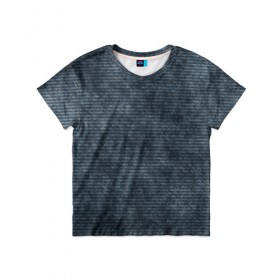 Детская футболка 3D с принтом Джинсовый дизайн в Белгороде, 100% гипоаллергенный полиэфир | прямой крой, круглый вырез горловины, длина до линии бедер, чуть спущенное плечо, ткань немного тянется | abstraction | texture | абстракция | джинсовый фон | джинсы | текстуры