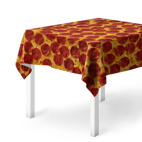 Скатерть 3D с принтом Пицца пепперони в Белгороде, 100% полиэстер (ткань не мнется и не растягивается) | Размер: 150*150 см | pepperoni | pizza | еда | колбаса | мясо | пица | сардельки | сыр | фастфуд