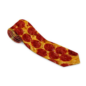 Галстук 3D с принтом Пицца пепперони в Белгороде, 100% полиэстер | Длина 148 см; Плотность 150-180 г/м2 | pepperoni | pizza | еда | колбаса | мясо | пица | сардельки | сыр | фастфуд