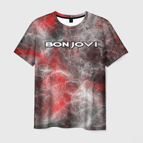 Мужская футболка 3D с принтом Bon Jovi в Белгороде, 100% полиэфир | прямой крой, круглый вырез горловины, длина до линии бедер | Тематика изображения на принте: альтернативный | американская | глэм | готик | гранж | группа | метал | модные | музыка | пост | рок | хард