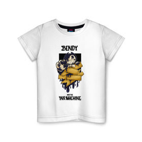 Детская футболка хлопок с принтом Bendy and the Ink Machine в Белгороде, 100% хлопок | круглый вырез горловины, полуприлегающий силуэт, длина до линии бедер | 0x000000123 | bendy | ink machine | бенди