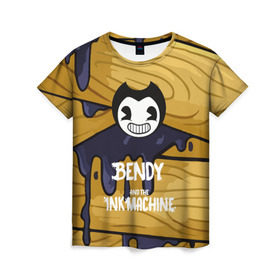 Женская футболка 3D с принтом Bendy and the Ink Machine в Белгороде, 100% полиэфир ( синтетическое хлопкоподобное полотно) | прямой крой, круглый вырез горловины, длина до линии бедер | 0x000000123 | bendy | ink machine | бенди