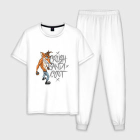 Мужская пижама хлопок с принтом Crush Bandicoot в Белгороде, 100% хлопок | брюки и футболка прямого кроя, без карманов, на брюках мягкая резинка на поясе и по низу штанин
 | 