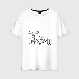 Женская футболка хлопок Oversize с принтом Велосипед программиста в Белгороде, 100% хлопок | свободный крой, круглый ворот, спущенный рукав, длина до линии бедер
 | Тематика изображения на принте: велосипед | код | программирование | программист | символы