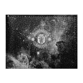 Обложка для студенческого билета с принтом Manchester United Cosmos в Белгороде, натуральная кожа | Размер: 11*8 см; Печать на всей внешней стороне | Тематика изображения на принте: england | football | logo | manchester united | sport | англия | арт | лига | лого | манчестер юнайтед | спорт | текстура | фк | футбол | футбольный клуб | эмблема