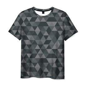 Мужская футболка 3D с принтом Hipster gray в Белгороде, 100% полиэфир | прямой крой, круглый вырез горловины, длина до линии бедер | абстракция | белый | мозаика | ромб | серый | треугольник | узор | хипстер | черный | яркий