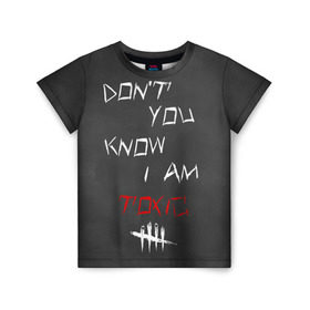 Детская футболка 3D с принтом I am TOXIC в Белгороде, 100% гипоаллергенный полиэфир | прямой крой, круглый вырез горловины, длина до линии бедер, чуть спущенное плечо, ткань немного тянется | dbd | dead by daylight | toxic | дбд | токсик