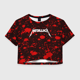 Женская футболка 3D укороченная с принтом Metallica в Белгороде, 100% полиэстер | круглая горловина, длина футболки до линии талии, рукава с отворотами | metallica | punk | rock | альтернативный хип хоп | группа | инди поп | музыка | музыкальное произведение | ноты | панк | регги | рок | синти поп