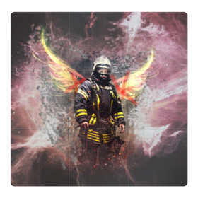 Магнитный плакат 3Х3 с принтом Пожарный в Белгороде, Полимерный материал с магнитным слоем | 9 деталей размером 9*9 см | 