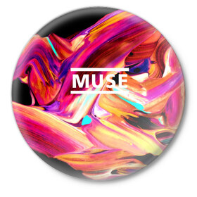 Значок с принтом MUSE в Белгороде,  металл | круглая форма, металлическая застежка в виде булавки | muse | punk | rock | альтернативный хип хоп | группа | инди поп | музыка | музыкальное произведение | ноты | панк | регги | рок | синти поп