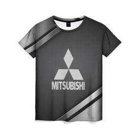 Женская футболка 3D с принтом MITSUBISHI SPORT в Белгороде, 100% полиэфир ( синтетическое хлопкоподобное полотно) | прямой крой, круглый вырез горловины, длина до линии бедер |  машина | марка | митсубиси