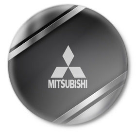 Значок с принтом MITSUBISHI SPORT в Белгороде,  металл | круглая форма, металлическая застежка в виде булавки | Тематика изображения на принте:  машина | марка | митсубиси