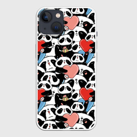 Чехол для iPhone 13 с принтом Funny Panda в Белгороде,  |  | bear | heart | positive | медведь | мишка | орнамент | панда | подарок | позитив | сердечки | сердце | сюрприз | узор