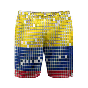 Мужские шорты 3D спортивные с принтом Флаг Колумбии в Белгороде,  |  | Тематика изображения на принте: пиксельный