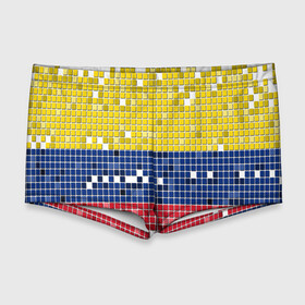 Мужские купальные плавки 3D с принтом Флаг Колумбии в Белгороде, Полиэстер 85%, Спандекс 15% |  | пиксельный