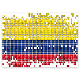 Поздравительная открытка с принтом Флаг Колумбии в Белгороде, 100% бумага | плотность бумаги 280 г/м2, матовая, на обратной стороне линовка и место для марки
 | пиксельный