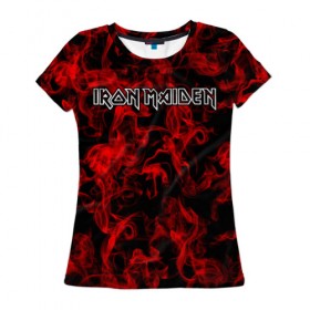 Женская футболка 3D с принтом Iron Maiden в Белгороде, 100% полиэфир ( синтетическое хлопкоподобное полотно) | прямой крой, круглый вырез горловины, длина до линии бедер | альтернативный | блюз | британская | готик | гранж | группа | метал | модные | музыка | пост | рок | хард