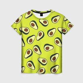 Женская футболка 3D с принтом Авокадо в Белгороде, 100% полиэфир ( синтетическое хлопкоподобное полотно) | прямой крой, круглый вырез горловины, длина до линии бедер | avocado | food | fruit | pattern | vegan | vegetarian | авокадо | веган | вегетарианство | еда | паттерн | правильное питание | фрукт