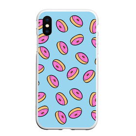 Чехол для iPhone XS Max матовый с принтом Пончики в Белгороде, Силикон | Область печати: задняя сторона чехла, без боковых панелей | doughnut | food | pattern | sweet | vegan | vegetarian | веган | вегетарианство | еда | паттерн | пончик | сладкое