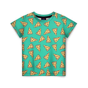 Детская футболка 3D с принтом Pizza в Белгороде, 100% гипоаллергенный полиэфир | прямой крой, круглый вырез горловины, длина до линии бедер, чуть спущенное плечо, ткань немного тянется | food | pattern | pizza | vegan | vegetarian | веган | вегетарианство | еда | паттерн | пицца